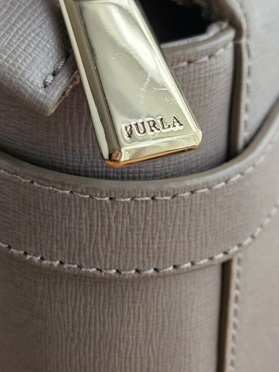 Furla structured grey taupe Satchel with removable strap - Picture 9 of 14